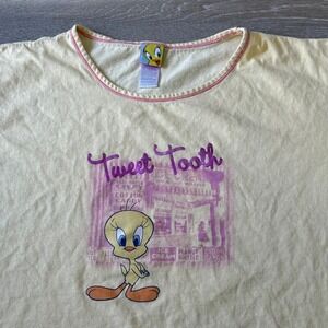 Vintage Tweety Bird Tweet Tooth Yellow Tee Looney Tunes Womens 3X Cartoon TV Y2K